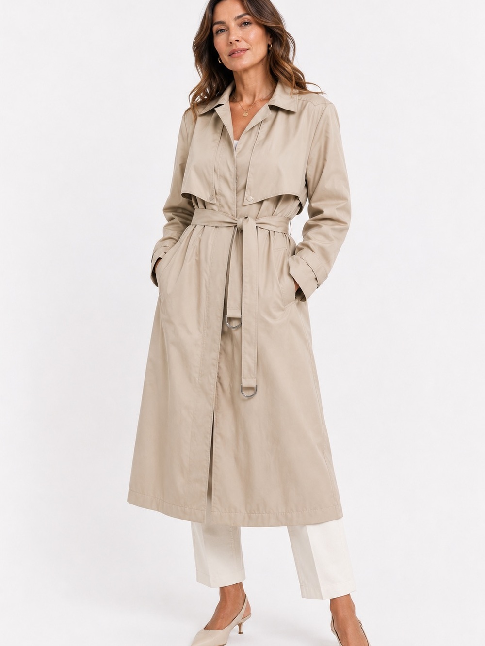 Vintage JG Hook Size 8 Women’s Tan Heavy Long Trench Coat Made in USA
